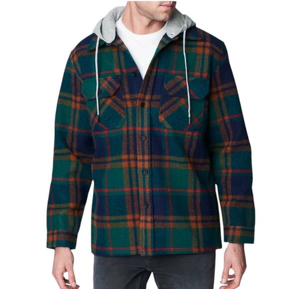 Blanknyc Other - New Men’s BLANKNYC Plaid Button Front Hooded Shacket Size L